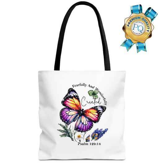 Butterfly Scripture Gift, Christian Tote Bag, Church Bag, Everyday Cute Tote Bag, Reusable Bag Gift for Christian Mom Sister Friend, Religious Gift