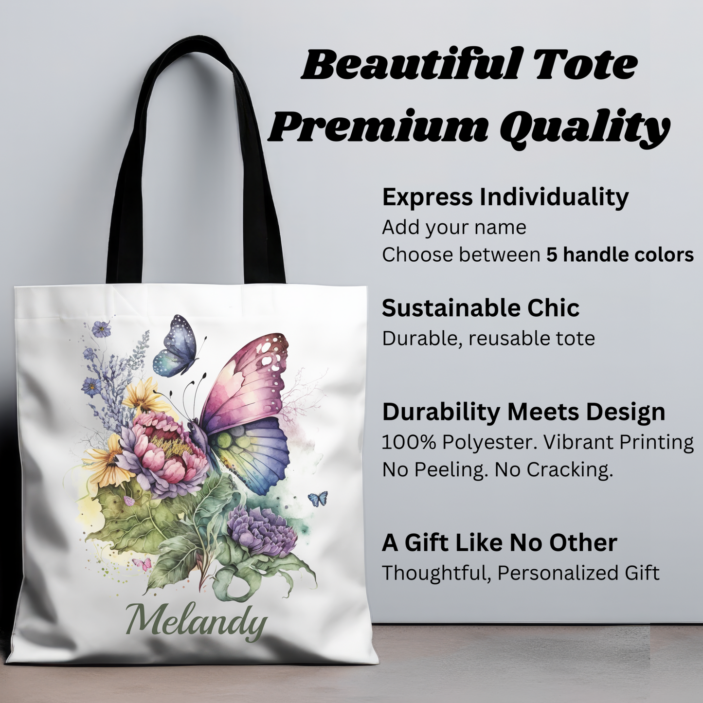 Butterfly Tote Bag, Butterfly Gifts for Women, Custom Totebag Gift for Mom Bridesmaids, Best Friend, Butterfly Lover Gifts