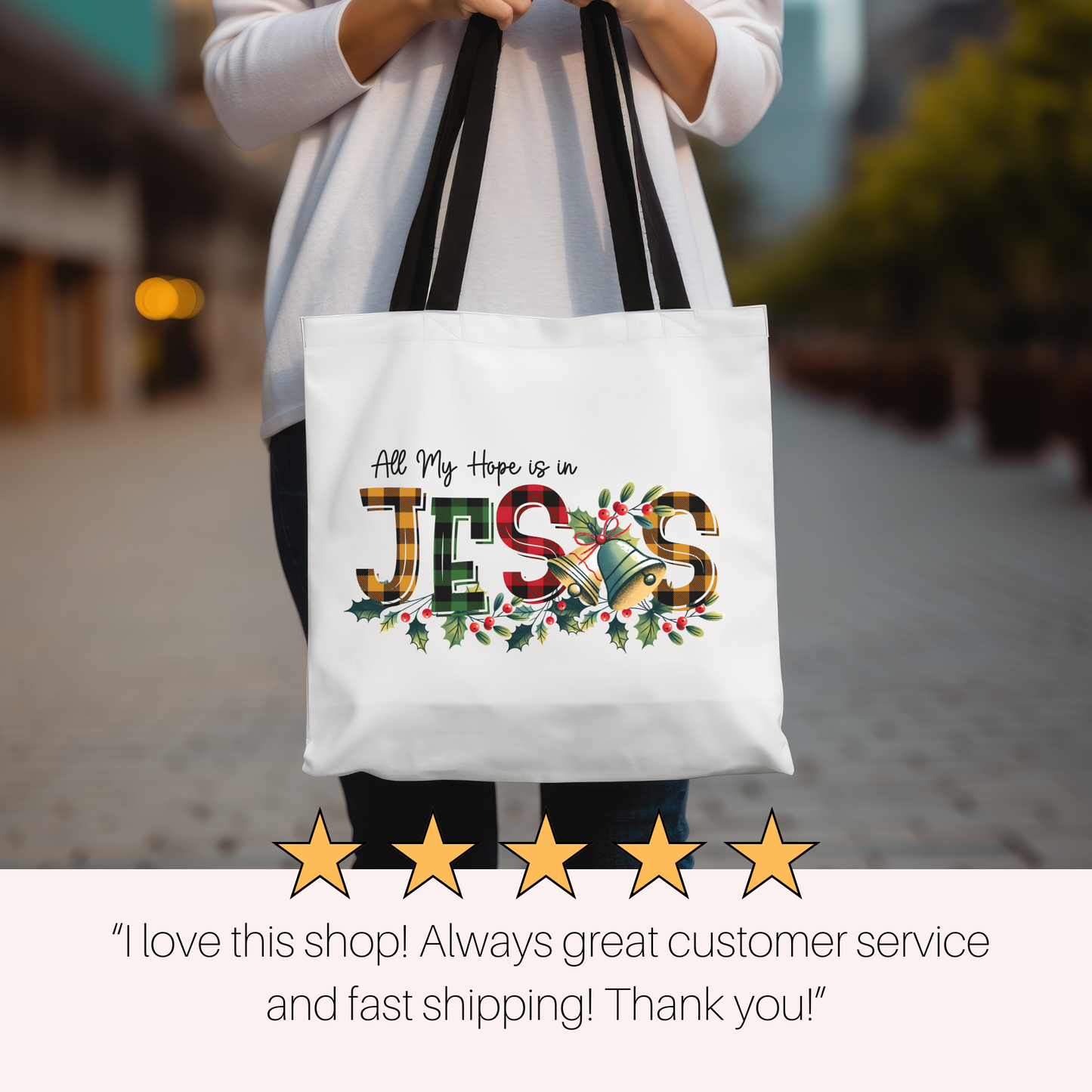 Christian Tote Bag, Religious Gift, Scripture Gift, Church Bag, Everyday Cute Tote Bag, Reusable Bag Gift for Christian Mom Sister Friend,