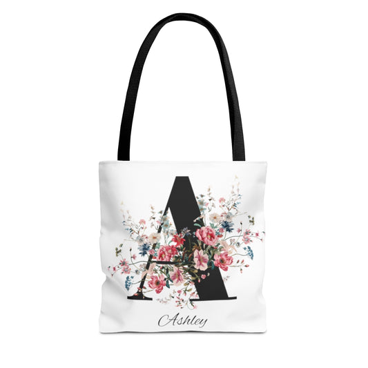 Custom Floral Personalized Tote Bag with Chinoiserie Wildflowers - Eco Friendly, Everyday Colorful Tote for Women