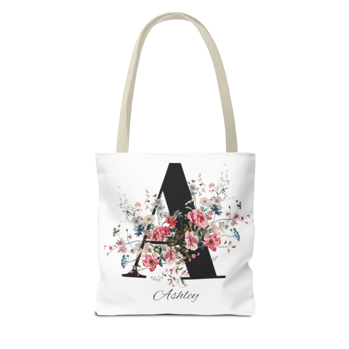 Custom Floral Personalized Tote Bag with Chinoiserie Wildflowers - Eco Friendly, Everyday Colorful Tote for Women