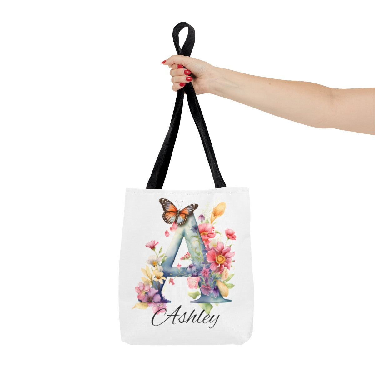 Custom Name Canvas Tote bag,  Personalized Library Bag, Butterfly Floral Letter Tote Bags, Gift for Book Lover