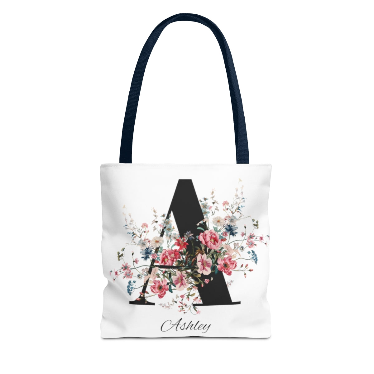 Custom Floral Personalized Tote Bag with Chinoiserie Wildflowers - Eco Friendly, Everyday Colorful Tote for Women