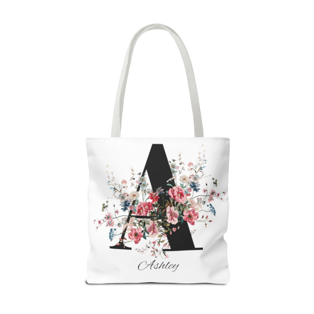 Custom Floral Personalized Tote Bag with Chinoiserie Wildflowers - Eco Friendly, Everyday Colorful Tote for Women